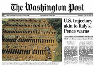 The Washington Post traz na capa foto com centenas de covas abertas em cemitério de São Paulo