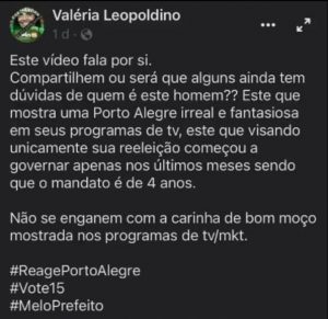 Eleições 2020: Federação Israelita repudia comentário publicado nas redes sociais pela esposa de Sebastião Melo. Candidato à prefeitura diz que foi lapso e que não compartilha visão de vídeo que circula na Internet