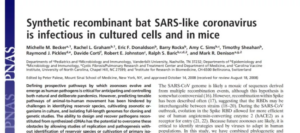 EUA sintetizam artificialmente coronavírus semelhante ao da SARS em 2008; RCI