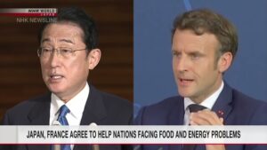 Kishida e Macron dispõem-se a cooperar em auxílio a países com problemas de alimentos e energia; NHK