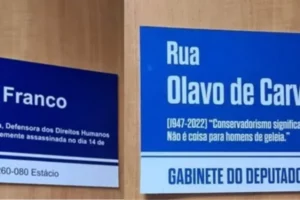 Deputado Bolsonarista troca placa de Marielle pela de Olavo de Carvalho, por Daniela Santos/Metrópoles