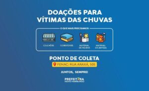 Novo Hamburgo pede doações de colchão, cobertores e materiais de limpeza e higiene pessoal